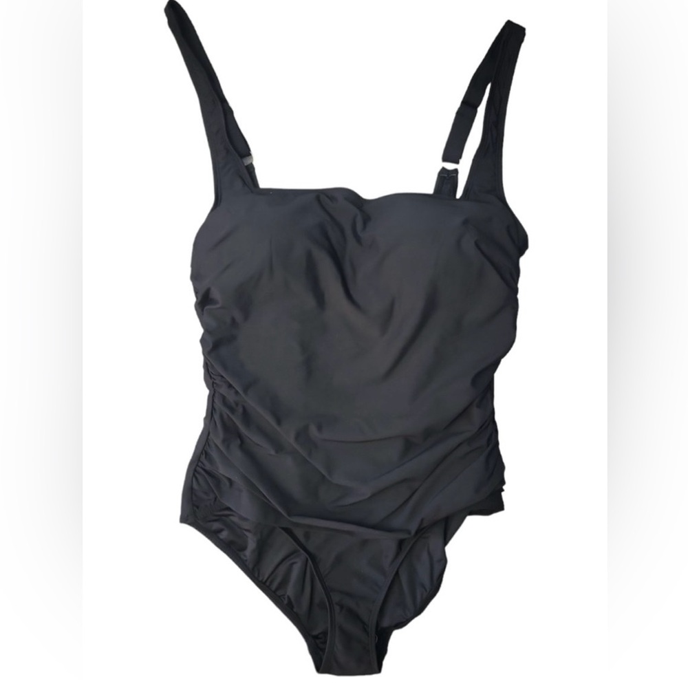 Anne Cole Ladies Adjustable Strap Square Neck One Piece Swimsuit Black Size XXL